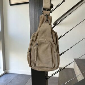 Free People Hudson Suede Sling Bag. Tan. New.